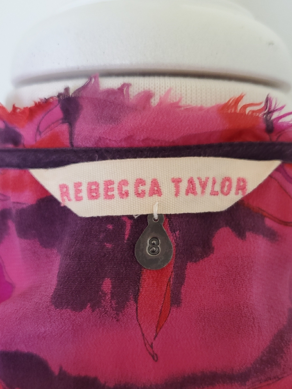 Rebecca Taylor Vibrant Pink, Red And Purple Silk Blouse Size 8 - Picture 7 of 9
